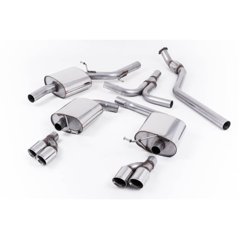 Ligne d'échappement Catback inox MILLTEK Audi A5 Cabriolet 2.0 TFSI 2WD/Quattro (Boite Manuelle)(2009à+) Embout Chrome