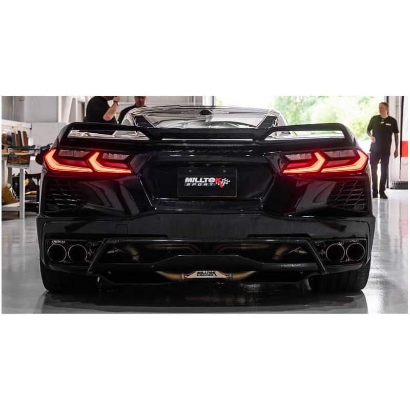 Ligne d'échappement inox CAT Back MILLTEK Corvette Stingray C8 6.2 V8 sans FAP (2020+) Embout Noir