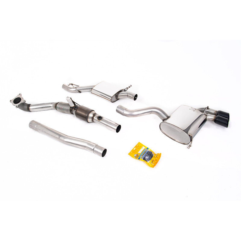 Ligne d'échappement Complète inox MILLTEK Audi S3 8P 2.0 T Quattro 3 Portes (2006à2012) Embout Noir