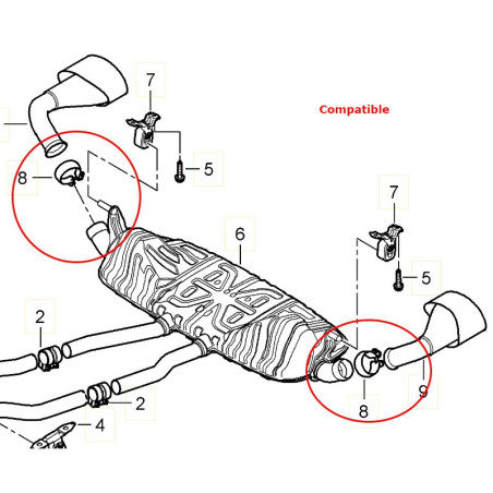 Silencieux d'échappement inox TUBI STYLE PORSCHE Cayenne 957 3.0l Diesel (2009-2010)