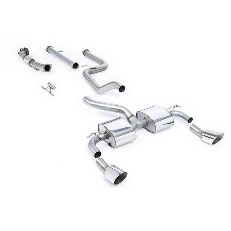 Ligne d'échappement Complète inox MILLTEK Ford Focus RS MK2 2.5T 305Ch(2009à2010) Embout Chrome