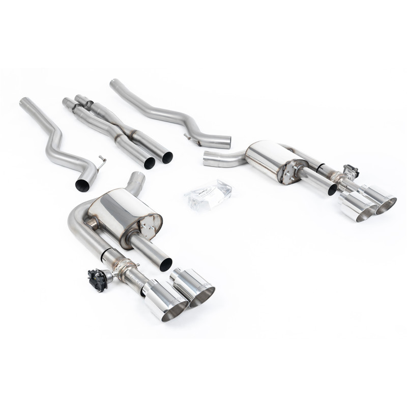 Ligne d'échappement inox CAT Back à valves MILLTEK pour FORD Mustang 5,0 V8 Mach 1 S550 Fastback (2021-2023) Embout Chrome
