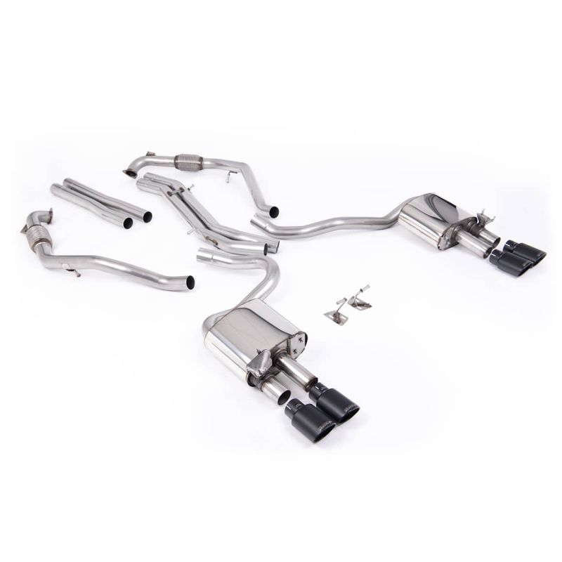 Ligne d'échappement Catback inox MILLTEK Audi S5 B9 3.0T V6 Coupé (Avec Différentiel Sport)(2017à+) Embout Noir Ovales