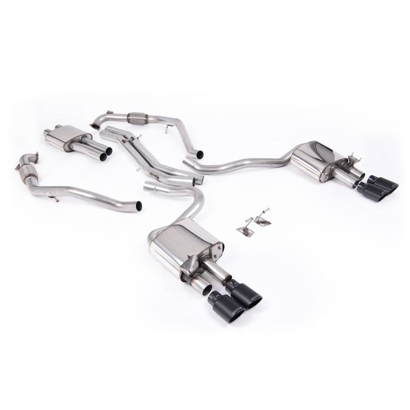 Ligne d'échappement Catback inox MILLTEK Audi S5 B9 3.0T V6 Coupé (Avec Différentiel Sport)(2017à+) Embout Noir Ovales