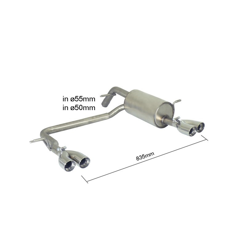Silencieux arrière duplex RAGAZZON pour PEUGEOT 208 Mk1 XY 1.6 16V THP (115kW) 2012-