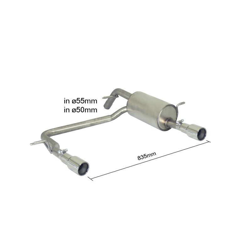 Silencieux arrière duplex RAGAZZON pour PEUGEOT 208 Mk1 XY 1.6 16V THP (115kW) 2012-