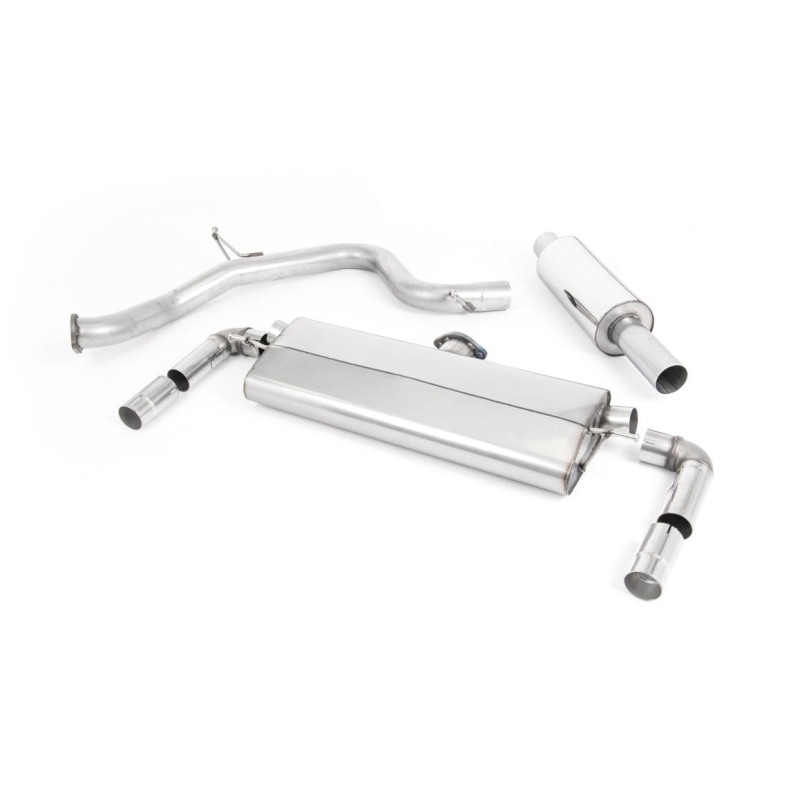 Ligne inox Catback MILLTEK Seat Leon Cupra 300 2.0 TSI - Sans FAP (2018-2019) - Non résonnée, 4 sorties GT noires (Race)