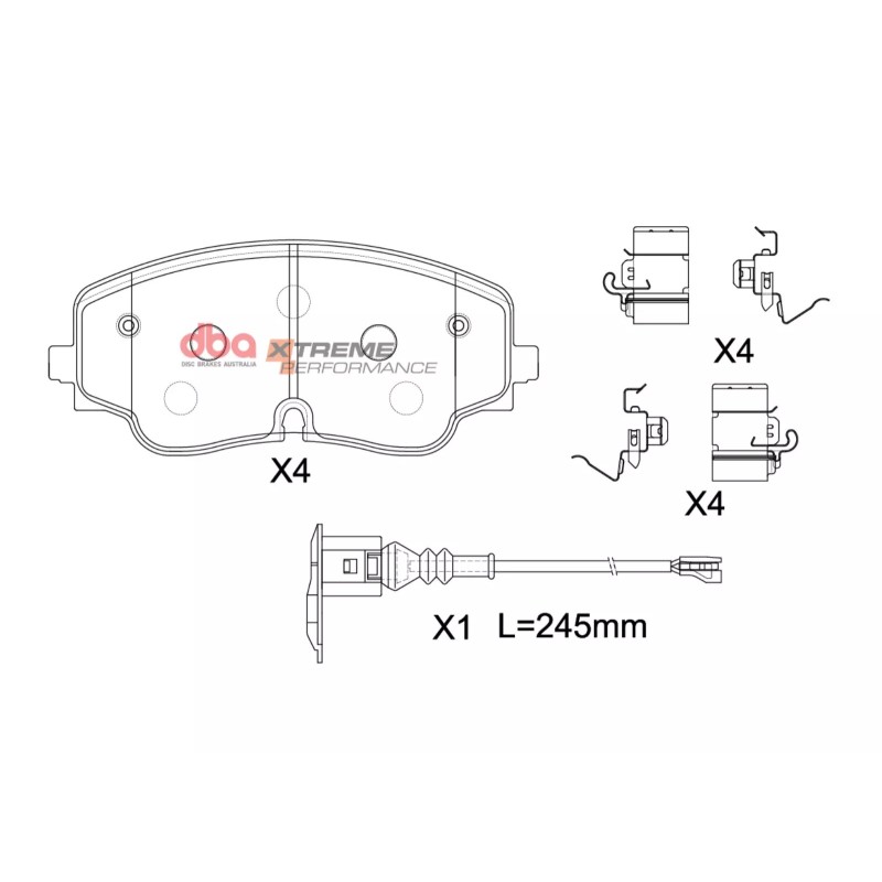 Kit de freinage avant DBA 5000 Series T3 rainuré bol argent + plaquettes Xtreme Performance AUDI S3 8Y 310ch (2020+)