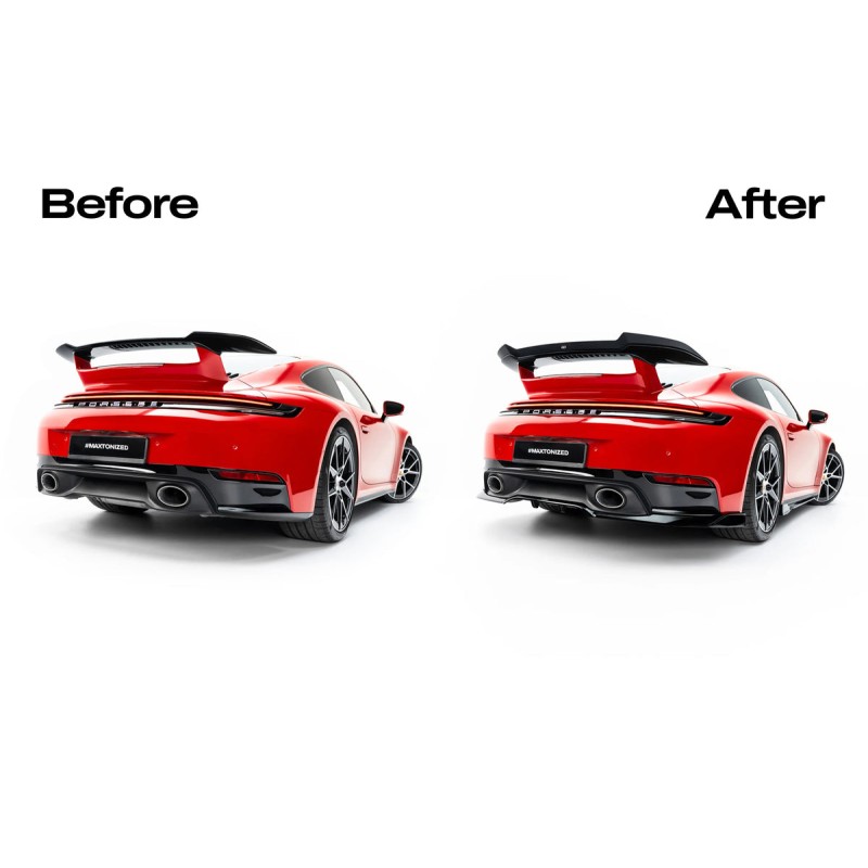 Kit carrosserie Maxton Design Porsche 911 Carrera Aero 992 restylée (2025+) : lame avant, bas de caisse, lame arrière, becquet
