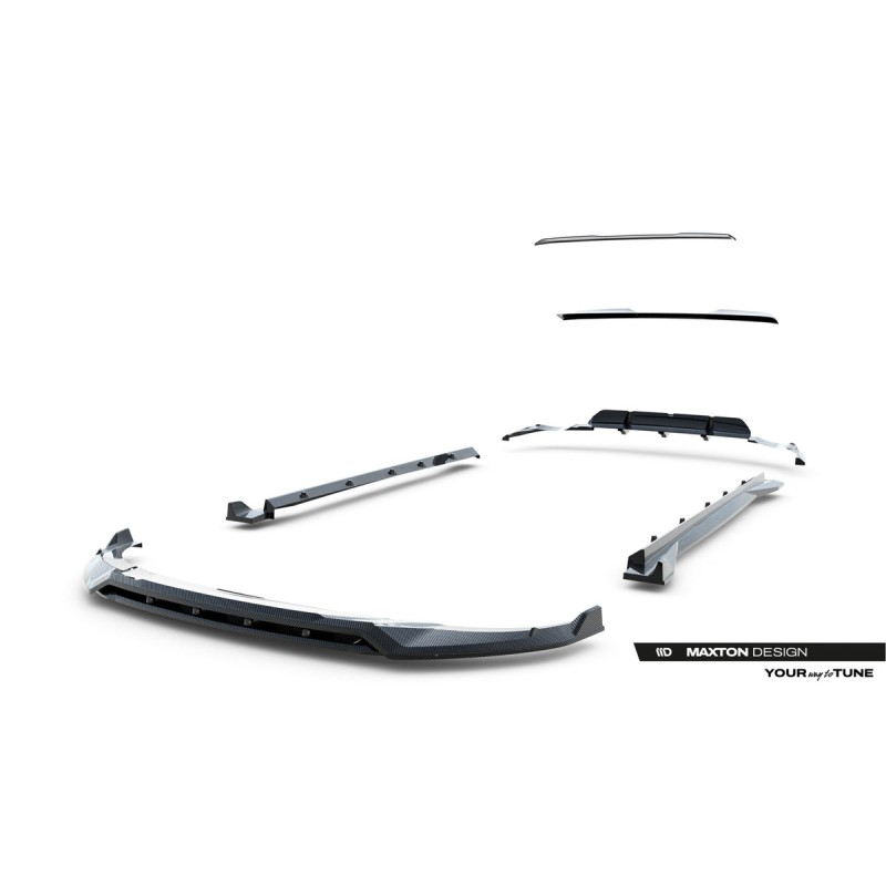 Kit carrosserie carbone Maxton Design Audi RSQ8 Mk1 restylée (2025+) : lame avant, bas de caisse, lame arrière, becquet