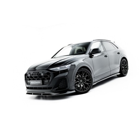 Kit carrosserie carbone Maxton Design Audi Q8 S-Line Mk1 restylée (2023+) : lame avant, bas de caisse, lames arrière, becquet