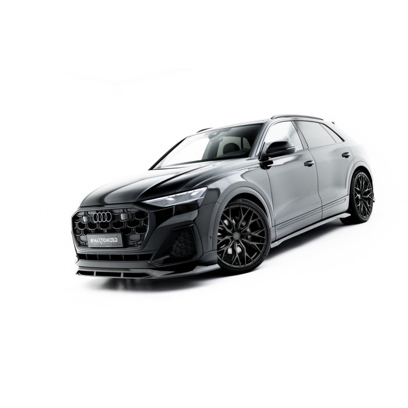 Kit carrosserie carbone Maxton Design Audi Q8 S-Line Mk1 restylée (2023+) : lame avant, bas de caisse, lames arrière, becquet