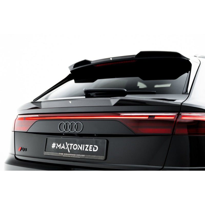 Kit carrosserie carbone Maxton Design Audi Q8 S-Line Mk1 restylée (2023+) : lame avant, bas de caisse, lames arrière, becquet
