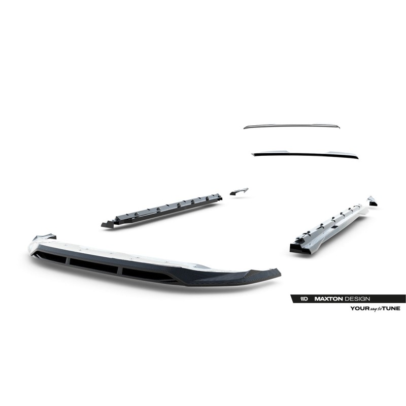 Kit carrosserie carbone Maxton Design Audi Q8 S-Line Mk1 restylée (2023+) : lame avant, bas de caisse, lames arrière, becquet