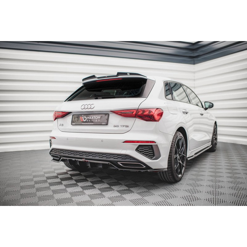Kit carrosserie Maxton Design Audi A3 S-Line Sportback 8Y (2020-2024) : lame avant, bas de caisse, lame arrière, becquet
