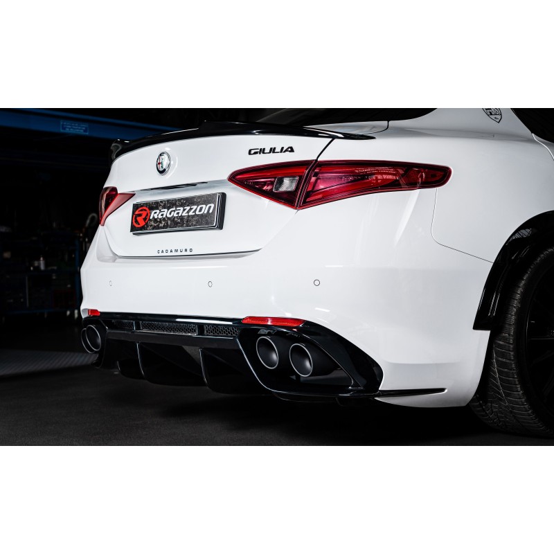 Silencieux arrière duplex RAGAZZON ALFA ROMEO Giulia 952 2.0 Turbo Q4 Veloce 280ch (2016+) - 2 sorties rondes noires (ECE)